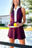 SSYS Contrast Half Zip Active Dress In Maroon