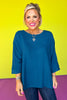 Dark Teal Dolman 3/4 Sleeve Top *FINAL SALE*