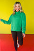 SSYS The Ava Diamond Quilted Pullover In Green With Red Zipper