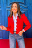 SSYS Belle Textured Scallop Open Blazer In Red