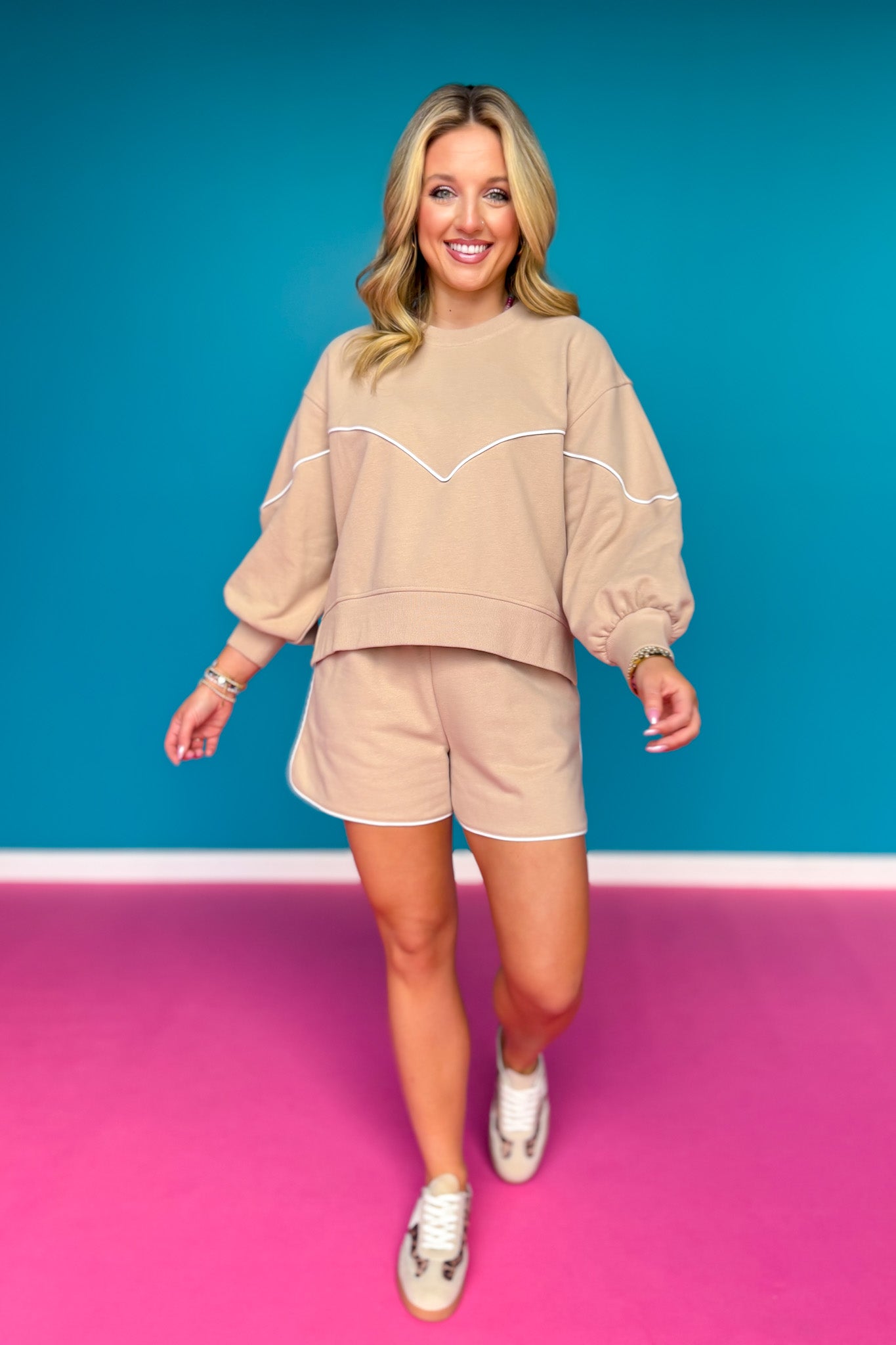 SSYS Myla Sweatshirt Shorts Set In Taupe