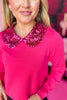 SSYS Loretta Sequin Peter Pan Collar Sweater In Pink