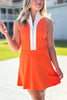 SSYS Contrast Half Zip Active Dress In Orange