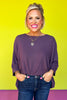 Dark Plum Dolman 3/4 Sleeve Top *FINAL SALE*