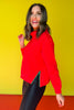 SSYS The Ava Diamond Quilted Pullover In Red With Green Zipper