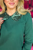 SSYS Loretta Sequin Peter Pan Collar Sweater In Hunter
