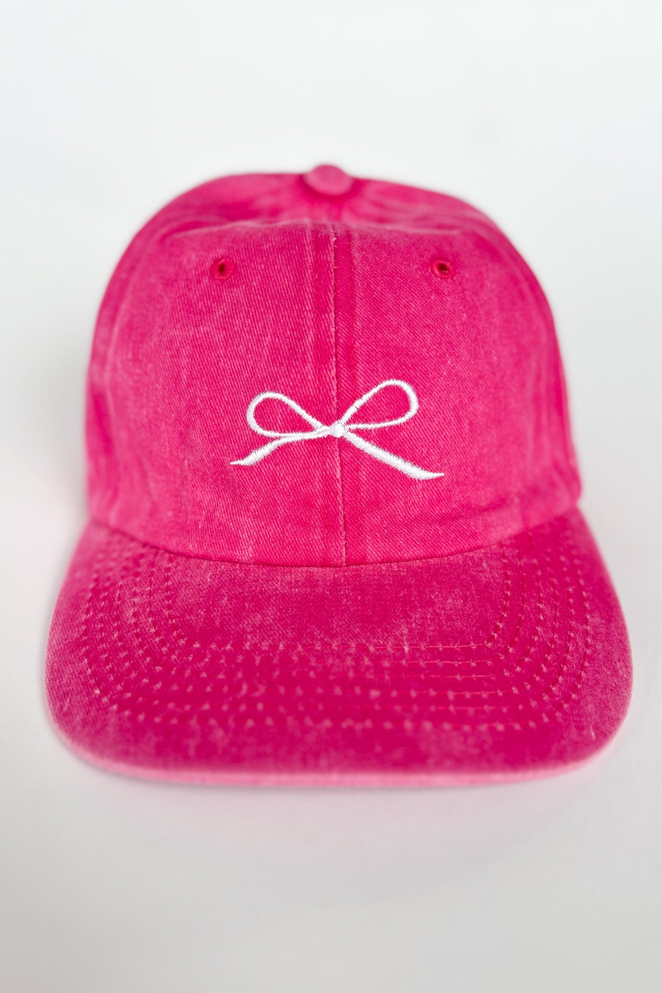 Pink Washed Ribbon Bow Embroidered Hat, bow trend, bow trend hat, elevated mom style, everyday hat, baseball cap, elevated baseball cap, mom style, chic baseball hat, pink bow trend, SSYS by mallory Fitzsimmons 