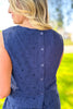 SSYS Allison Lace Scallop Shorts Button Back Tank Set In Navy, easy set, new arrivals, ssys design, elevated piece, ssys by mallory fitzsimmons