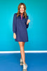 SSYS Zoey Long Sleeve Ruffle Collar Zip Scuba Dress In Navy