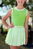 SSYS Kids Lottie Pleated Skort In Lime Animal