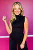 SSYS Georgia Ponte Knit Sleeveless Mock Neck Top In Black