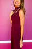 SSYS Georgia Ponte Knit Sleeveless Mock Neck Top In Maroon