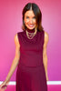 SSYS Georgia Ponte Knit Sleeveless Mock Neck Top In Maroon