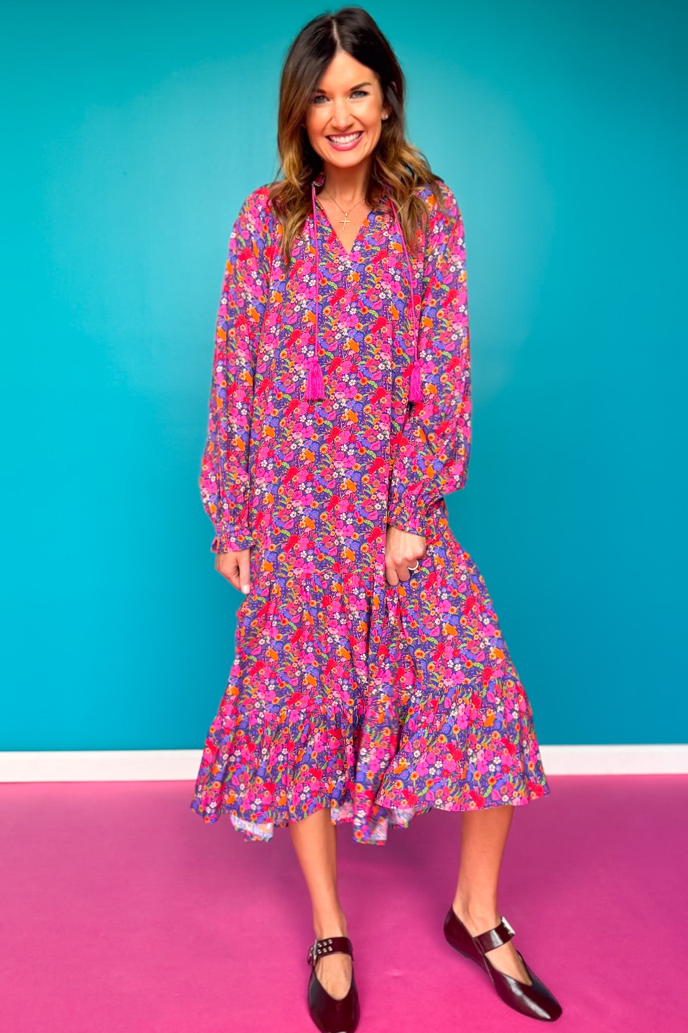 SSYS Rowan Long Sleeve Maxi Dress In Bright Floral