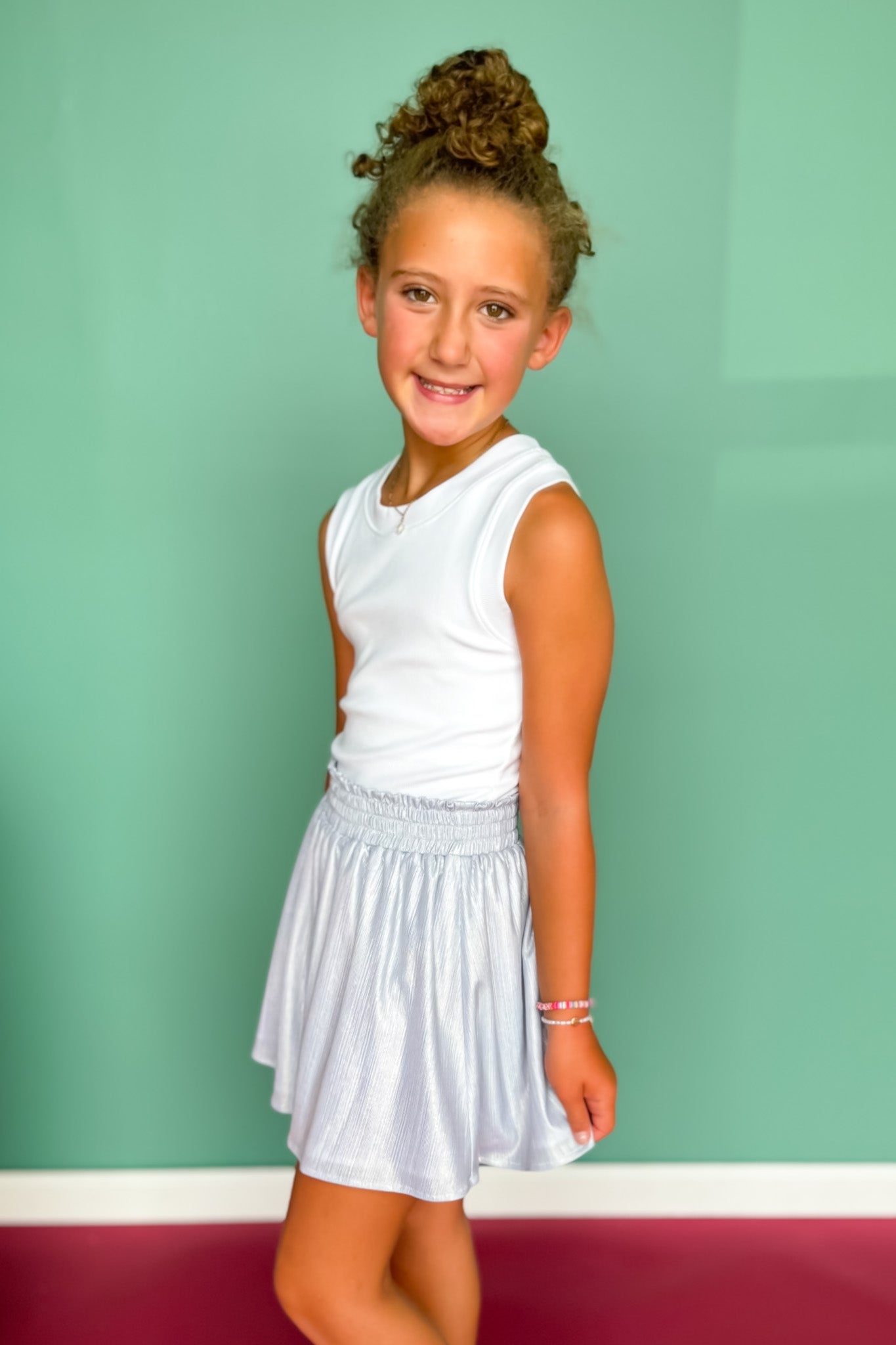 SSYS Kids Felicity Metallic Skort In Silver
