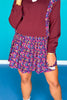 SSYS Maroon Floral Print Pleated Skort