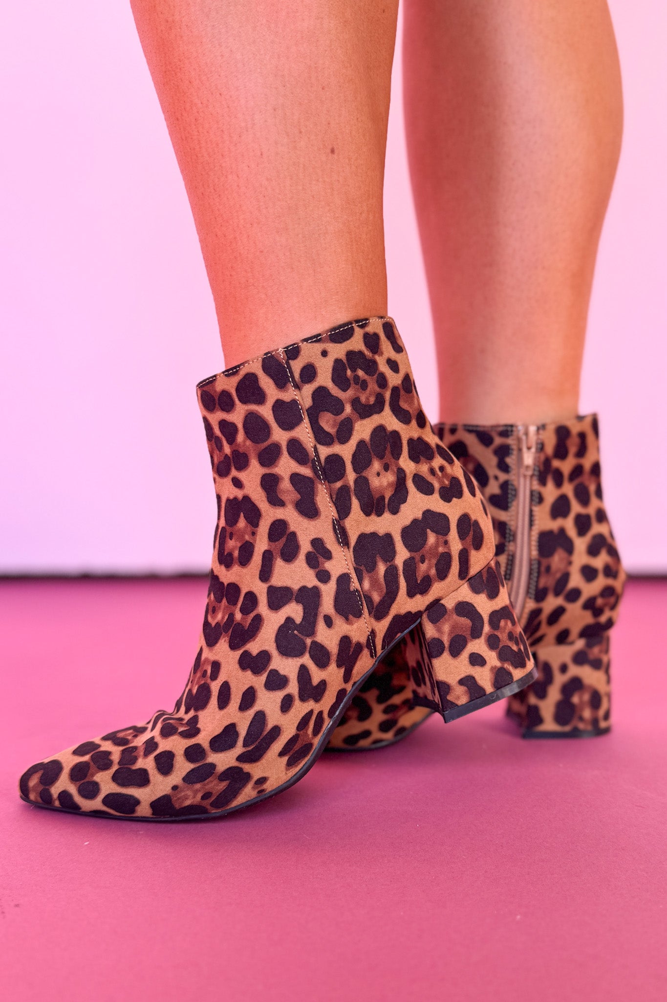 Animal Print Faux Suede Ankle Bootie