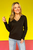 SSYS Signature Double Lined V Neck Lightweight Air Long Sleeve Tee Shirt In Black