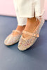 Nude Mesh Stone Detail Ballet Flats