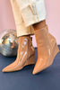 Nude Patent Wedge Ankle Bootie