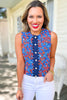 SSYS Sleeveless Everly Scallop Trim Top In Royal Ditsy Floral, ssys exclusive, new arrivals, fun print, americana vibes, red white and blue, ssys by mallory fitzsimmons