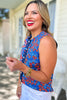 SSYS Sleeveless Everly Scallop Trim Top In Royal Ditsy Floral, ssys exclusive, new arrivals, fun print, americana vibes, red white and blue, ssys by mallory fitzsimmons