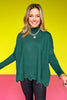 Hunter Green Knit Mock Neck Embroidered Cut Out Detail Side Slit Sweater *FINAL SALE*