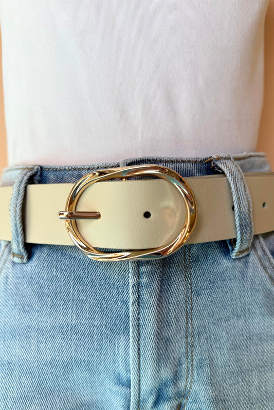 Khaki Twist Oval Buckle Belt