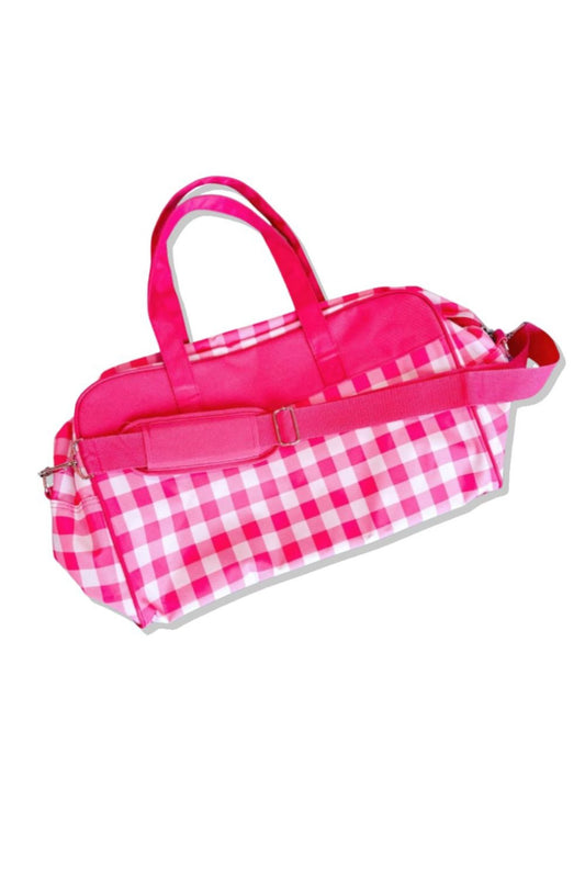 Hot Pink Gingham Travel Duffle Bag *FINAL SALE*