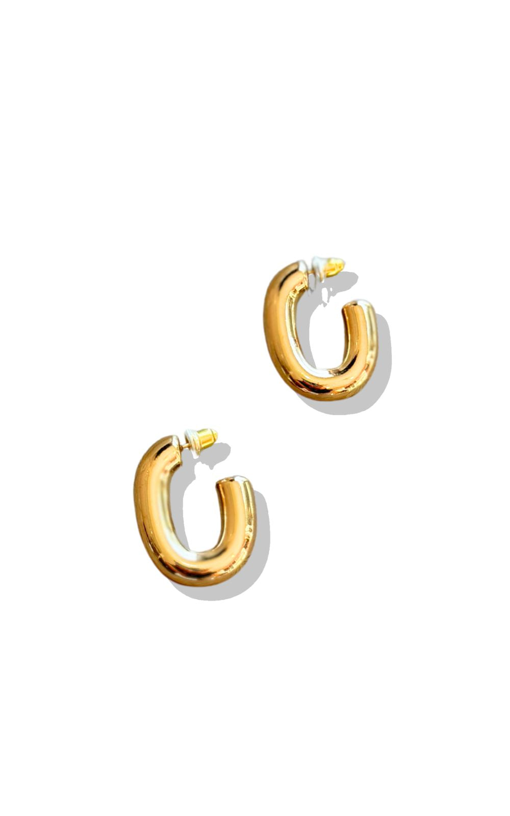 Gold Open Oval Metal Earrings