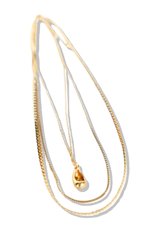 Gold Multi Layer Teardrop Pendant Necklace