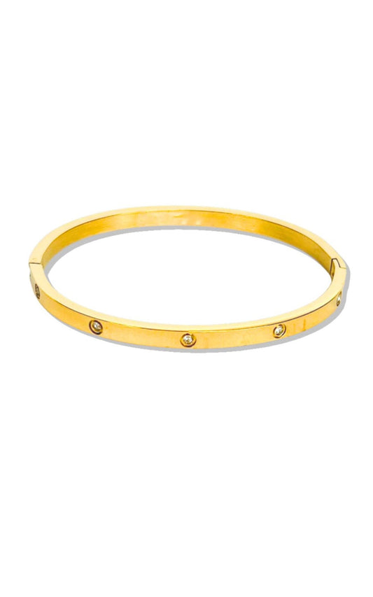 Gold Crystal Embellished Stainless Steel Bangle Bracelet *FINAL SALE*