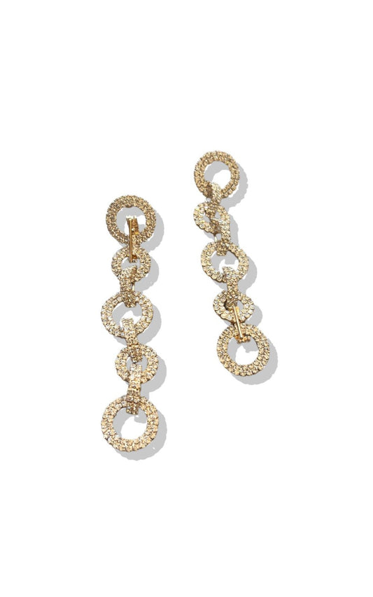 Gold Crystal Gold Chain Earrings