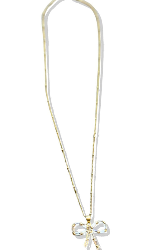 Gold Plated 18" Bow Pendant Adjustable Necklace