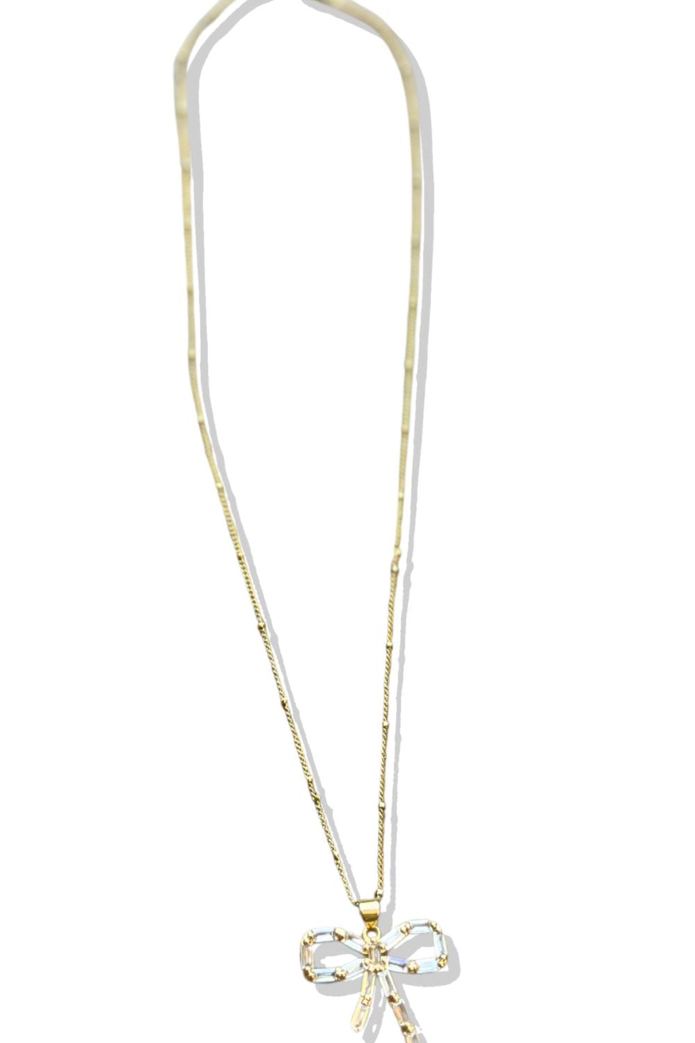 Gold Plated 18" Bow Pendant Adjustable Necklace