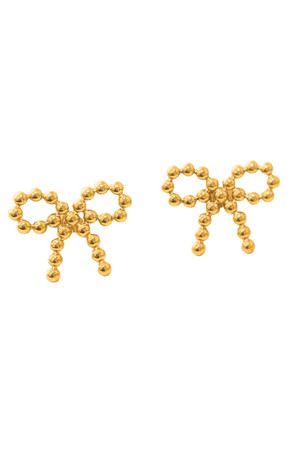 Gold Beaded Bow Earrings