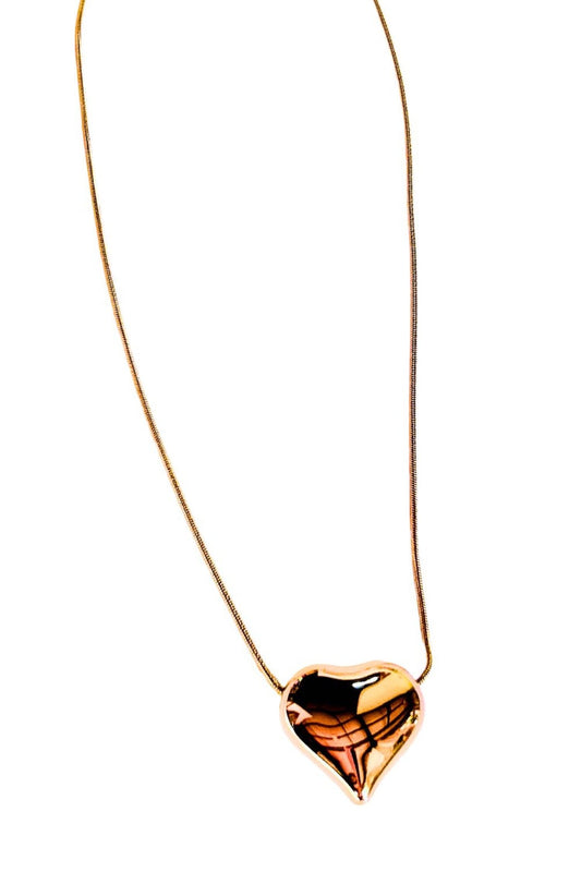 Gold Puffy Heart Necklace