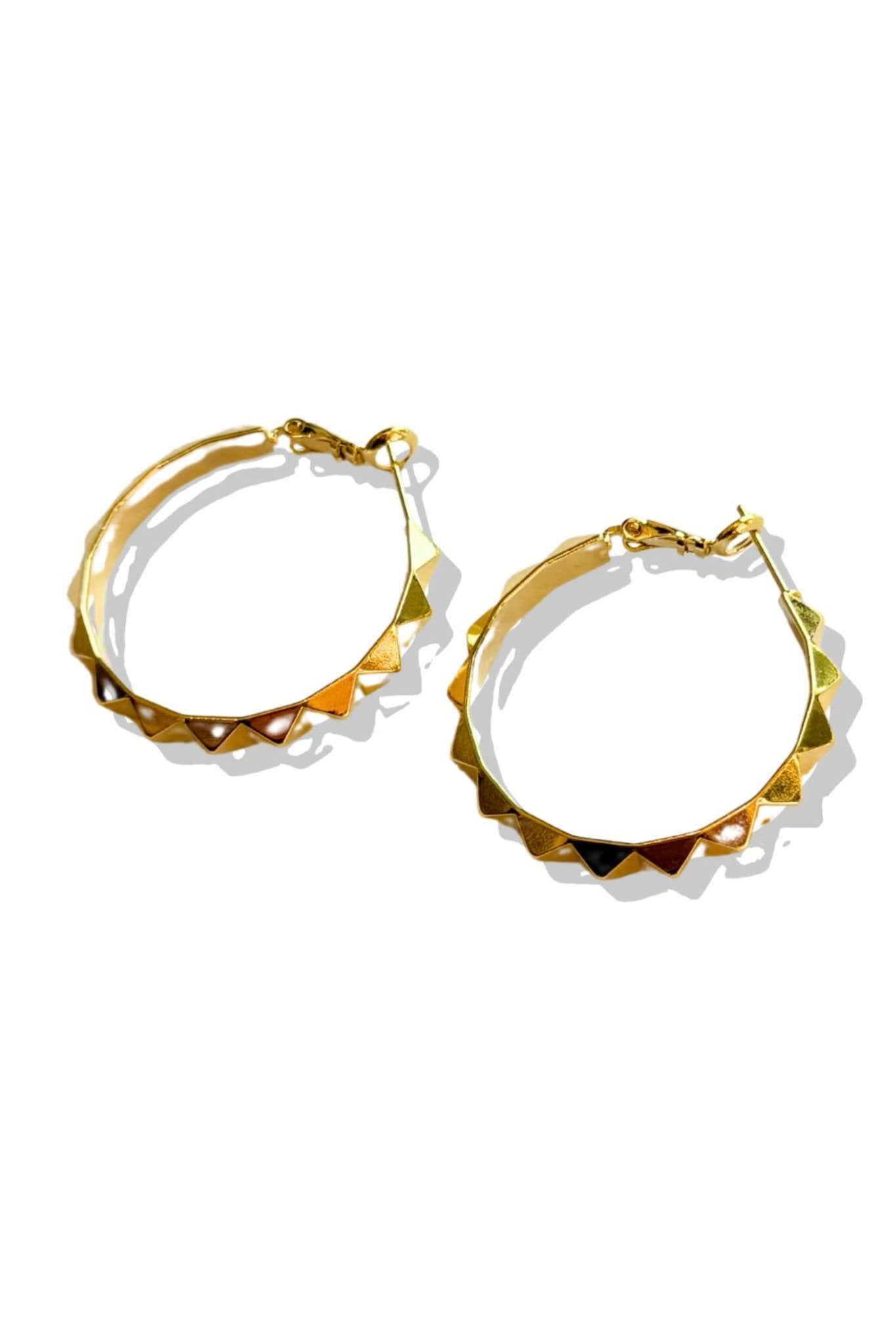 Gold Dipped Triangle Detail Hoop Earrings