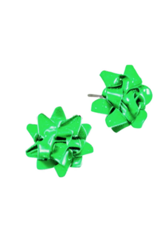 Green Gift Bow Stud Earrings *FINAL SALE*