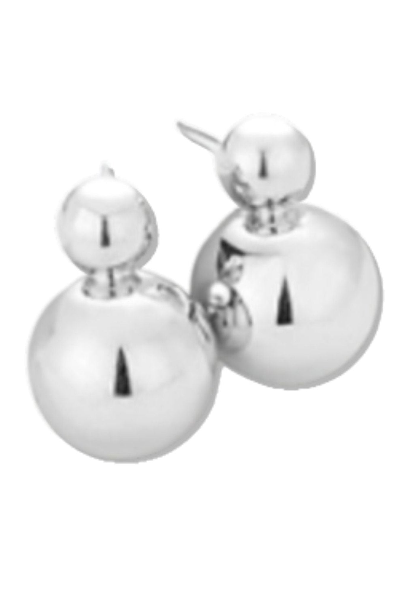 Silver Double Metal Ball Earrings