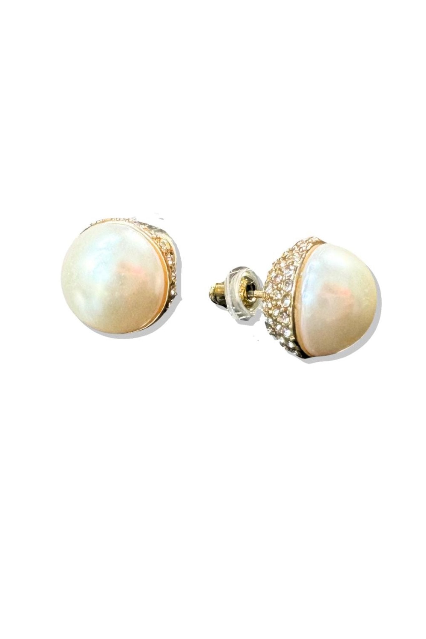 Pearl Crystal Detail Post Earrings