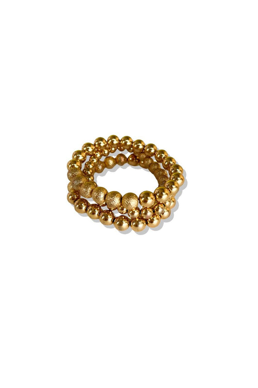 Gold Multi Ball Contrast Set Bracelets, gold bracelet, trendy gold bracelet, gold stock bracelet, stackable bracelet, on trend jewelry, easy to wear jewelry, goes with everything gold bracelet, ssys by mallory Fitzsimmons 