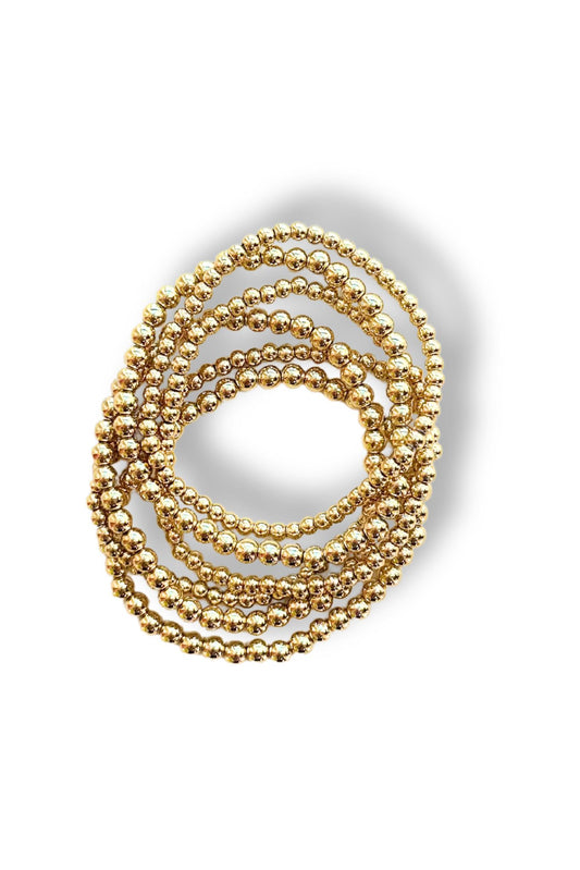 Gold Ball Bead Bracelet Set