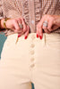 Mica Off White Chromatic High Rise Button Front Crop Wide Leg Jeans