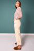 Mica Off White Chromatic High Rise Button Front Crop Wide Leg Jeans