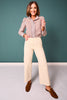 Mica Off White Chromatic High Rise Button Front Crop Wide Leg Jeans