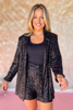 SSYS Janell Sequin Oversized Blazer In Black