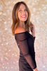SSYS Angie Off The Shoulder Mesh Top In Black Rhinestone