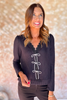 SSYS The Clara Sequin Bow Scalloped Closed Cardigan In Black