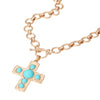 Turquoise Stone Cross Pendant Chain Necklace